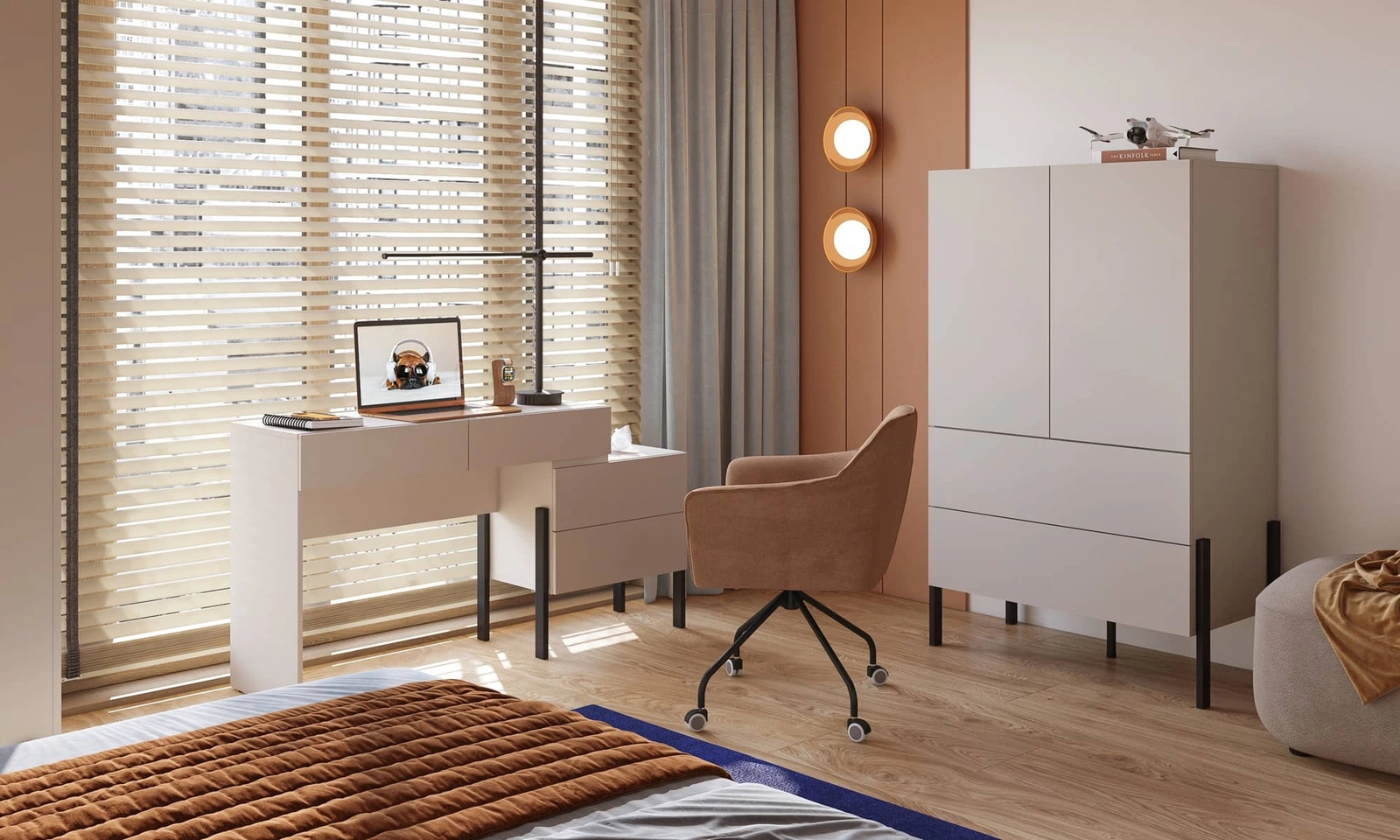 Biurko z komodą Jukon S w kolorze beżowym