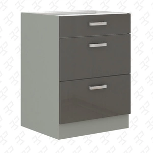 Szafka kuchenna stojąca z szufladami Grey 60 D 3S BB szafka odporna na parę wodną wysoką temperaturę i rozlaną ciecz
