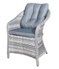 Fotel ogrodowy Modreno jasny szary wygodny fotel pleciony z poduchami do ogrodu odporny na szkodliwe warunki atmosferyczne