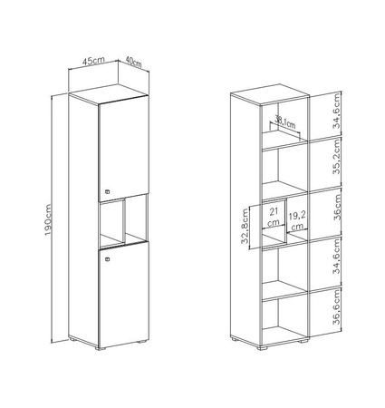 Regał Epsilon 45 cm biały / beton idealny do pokoju młodzieżowego bardzo użytkowy oraz posiada nowoczesny wygląd
