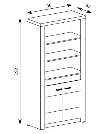 Regał Indiana 96 cm jesion jasny elegancka stylistyka regału z drzwiami ozdobna deska na froncie regału oświetlona LED