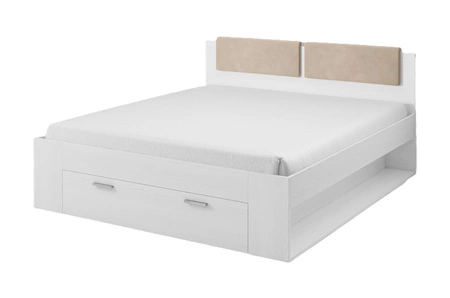 Łóżko z szufladą Galaxy 160x200 cm abisko ash to idealne łóżko do sypialni z częściowo tapicerowanym zagłówkiem