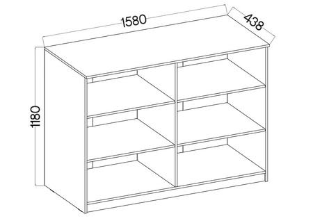 Komoda otwarta Makana 158 cm dąb artisan funkcjonalny mebel do biura gabinetu lub pokoju młodzieżowego
