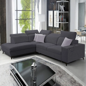 Narożnik z funkcją spania Kelly Sleek VII grafitowy lewostronny pleciony komfortowy i funkcjonalny narożnik rozkładany do salonu