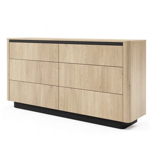 Komoda z szufladami Torro 163 cm dąb cremona / czarny oryginalny design komoda z systemem otwierania push to open zaoblony kształt