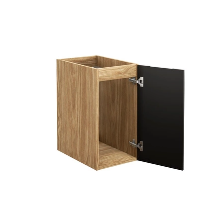 Szafka łazienkowa wisząca Luxor 30 cm dąb olejowany / czarny stylowa szafka z trójwymiarowym ryflowaniem na froncie frezowany uchwyt