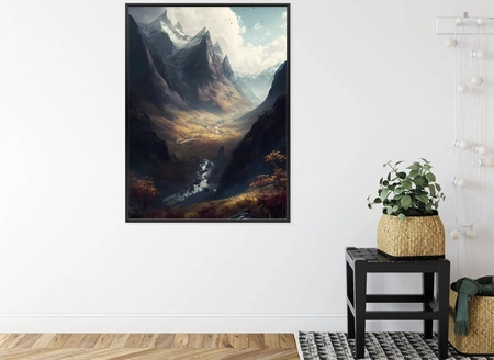 Plakat górska dolina 70x100 plakat w ramie precyzyjny wydruk ze stylową grafiką doskonała dekoracja do salonu lub sypialni