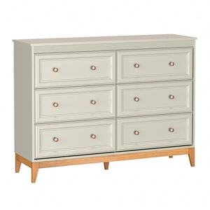 Komoda z szufladami Windsor 136 cm beżowy / dąb klasyczny styl z nowoczesną funkcjonalnością metalowe uchwyty drewniane nogi