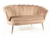 Sofa Camellia beżowa prosta i stylowa sofa wpisująca się w każdą aranżację sofa muszelka ze złotymi nogami