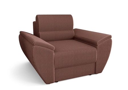 Fotel Fogu indyjski róż nowoczesny design wygodny fotel do salonu sztruksowa tkanina o wyrazistych prążkach szerokie podłokietniki