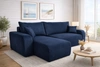 Narożnik z funkcją spania Fiesta granatowy uniwersalny w ustawieniu narożnik do salonu wytrzymała pluszowa tkanina pojemnik na pościel