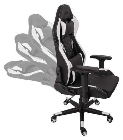 Fotel gamingowy Ares Pro czarny / biały komfortowy i funkcjonalny fotel z regulowanymi podłokietnikami stabilny metalowy stelaż