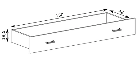 Szuflada do łóżka Antica 160x200 cm dąb craft złoty szuflada na kółkach ze srebrnymi uchwytami praktyczny i pojemny schowek
