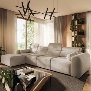 Narożnik z funkcją spania Cantare XII beżowy lewostronny estetyczny i niezwykle komfortowy narożnik z pojemnikiem na pościel