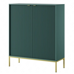 Komoda Lovro 104 cm pastelowy zielony nowoczesny design komoda wzbogacona o złote zachwyci miłośników wyrazistych wnętrz