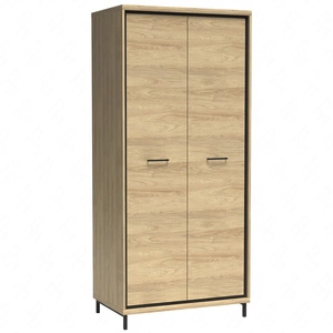 Szafa Mediolan Plus 92 cm hikora szafa z półkami i drążkiem idealna do sypialni garderoby lub przedpokoju wsparta na metalowych nogach