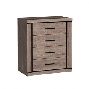 Komoda z szufladami Dallas 80 cm dąb truflowy / czarny elegancka stylistyka mebla wzbogacona o stylowe czarne dodatki pojemne szuflady