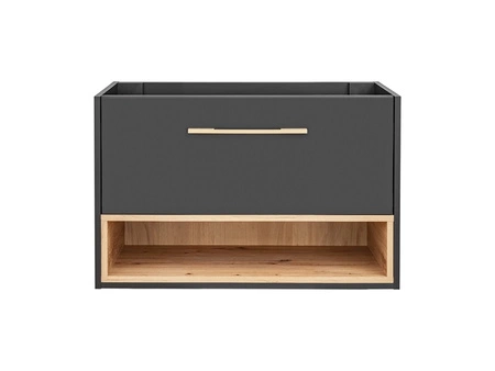 Szafka pod umywalkę Borneo 80 cm szary / dąb artisan nowoczesna szafka do łazienki z pojemną szufladą wyrazista kolorystyka