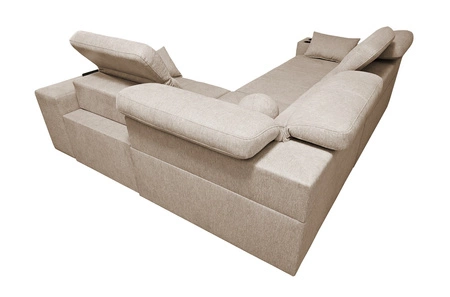 Narożnik z funkcją spania Tesalia II Lux miętowy prawostronny wygodny narożnik z przesuwanym oparciem oraz wysuwanym podnóżkiem