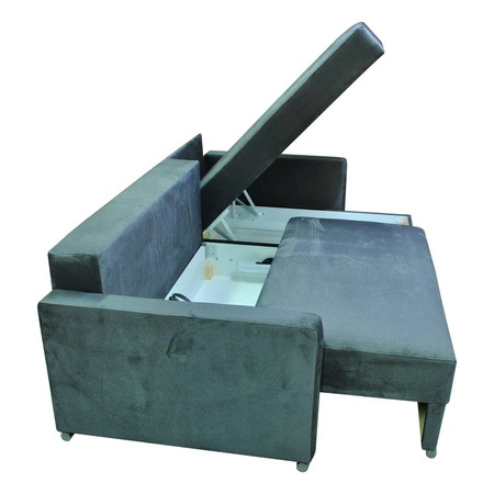 Narożnik z funkcją spania Neron butelkowa zieleń prawostronny gwarantuje najwyższy komfort i funkcjonalność