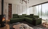 Narożnik z funkcją spania Tesalia IX zielony lewostronny nowoczesny design komfortowe przesuwane oparcie szuflada w boczku mebla