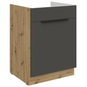 Szafka kuchenna pod zlewozmywak z szufladą Aversa Ar 60 ZL 1S BB fronty szafki kuchennej wykończone w technologii anti fingerprint