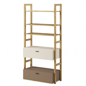 Regał Lenny 85 cm beżowy / truflowy / dąb artisan nowoczesny regał młodzieżowy o oryginalnej konstrukcji pojemne szuflady