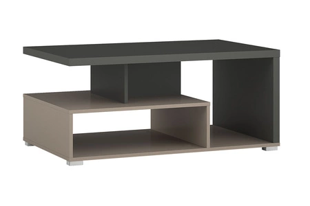 Zestaw mebli Serio ciemny beżowy / antracyt stylowe meble o eleganckim designie bezuchwytowe bryły idealne do salonu szkło hartowane