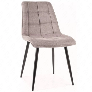 Krzesło tapicerowane Chic Brego szare stylowa tkanina nowoczesne krzesło z metalowymi nogami