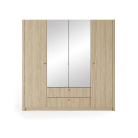 Szafa z lustrem Viki 213 cm dąb barista funkcjonalna szafa do sypialni lub garderoby w minimalistycznym stylu zaoblone boki szafy