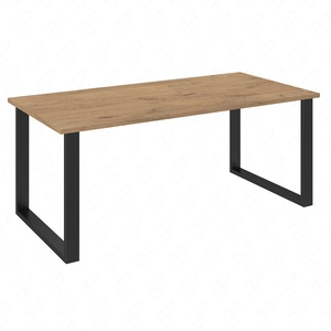 Stół Taunton 185x90 cm dąb lancelot / czarny prosta forma mebla wzbogacona o stylowe czarne nogi w stylu loftowym blat odporny na rozlanie cieczy