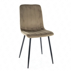 Krzesło tapicerowane Alan Velvet oliwkowe nowoczesne oraz funkcjonalne krzesło do jadalni z metalowymi nogami