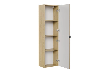 Słupek łazienkowy wiszący Ovalia Cremona 40 cm dąb cremona designerska szafka z wyrazistym ryflowaniem czarny uchwyt krawędziowy