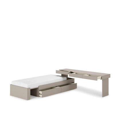 Zestaw mebli Woow clay grey prawy młodzieżowy zestaw mebli narożny opcja dopasowania do układu wnętrza ergonomiczne biurko