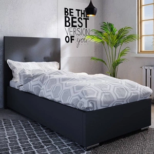 Łóżko tapicerowane Burgos 90x200 czarne z zagłówkiem w nowoczesnym stylu idealne do pokoju młodzieżowego lub małej sypialni