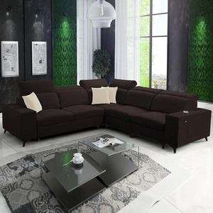 Narożnik z funkcją spania Kelly Sleek III brązowy prawostronny elegancki narożnik do salonu z dwoma pojemnikami na pościel