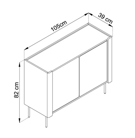 Komoda Tantuni 105 cm orzech warmia / beżowy stylowa i elegancka komoda z zaokrąglonymi frontami stabilne metalowe nogi