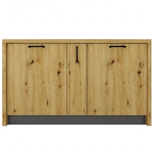 Wyspa kuchenna Clara 147 cm dąb artisan / szary popiel wolnostojąca wyspa kuchenna w stylu nowoczesnym szafka z koszem cargo