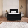 Łóżko kontynentalne Benet 100x200 czarne w nowoczesnym skandynawskim stylu z tapicerowanym zagłówkiem oraz zanóżkiem łóżko z pojemnikiem