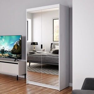 Szafa Rene 90 cm biała klasyczny design prosta forma idealna szafa z lustrem do sypialni lub przedpokoju obrzeża wykończone ABS