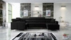 Narożnik z funkcją spania Nausa V czarny prawostronny elegancki narożnik do salonu wykonany z miękkiej tkaniny typu velvet
