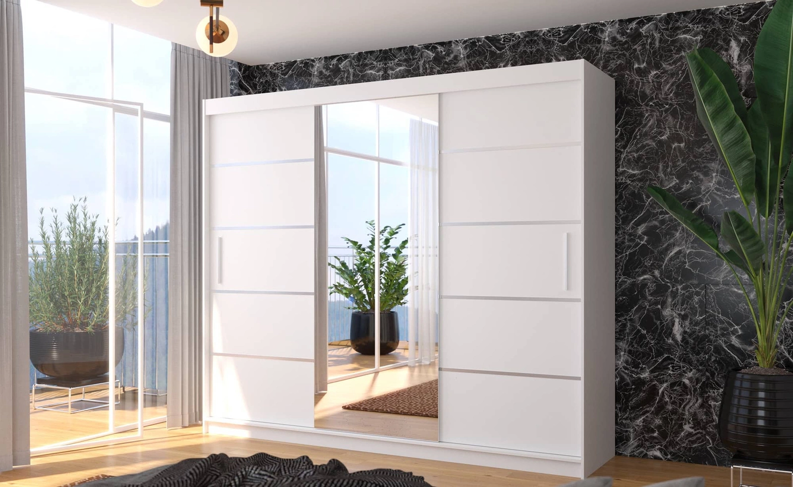 Szafa przesuwana z lustrem Solo Szafa z lustrem do sypialni Szafy przesuwne do pokoju