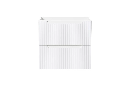 Szafka pod umywalkę Nova 60 cm biała stylowe subtelne pionowe ryflowania podkreślają elegancję szafki z szufladami frezowane uchwyty