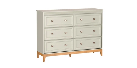 Zestaw mebli Windsor beżowy / dąb elegancka meblościanka o naturalnej kolorystyce stabilna drewniana podstawa uchwyty w kolorze miedzi