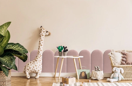 Panel tapicerowany Wally 30x100 cm różowy stylowy panel ścienny płotek welurowa tkanina modne wykończenie każdej aranżacji