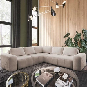 Narożnik z funkcją spania Bovec III beżowy lewostronny niezwykle stylowy narożnik rozkładany doskonały do przestronnego salonu