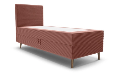 Łóżko kontynentalne Totti 80x200 indyjski róż stylowe łóżko z pojemnikiem na pościel trójwymiarowa tkanina o wyrazistych prążkach