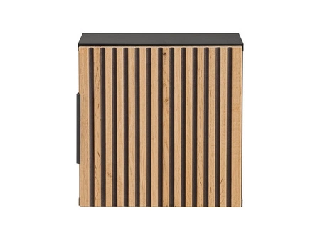 Szafka łazienkowa wisząca Xilo 35 cm czarny / dąb wotan stylowa szafka do łazienki z charakterystycznym pionowym ryflowaniem