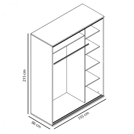 Szafa przesuwna Penelopa 155 cm biała nowoczesny design szafy aluminiowe prowadnice drzwi oraz system jezdny