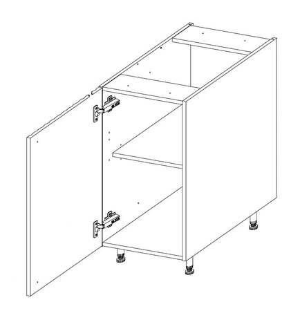 Szafka kuchenna stojąca z półką Chevron 40 D 1F BB fronty z ozdobnym dekorem jodełki szafka odporna na działanie wilgoci i uszkodzenia